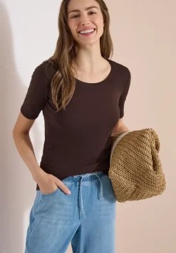 Basic T-Shirt mit Rundhals in Unifarbe