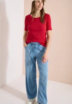 Basic T-Shirt mit Rundhals in Unifarbe
