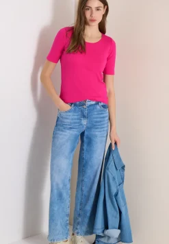 Basic T-Shirt mit Rundhals in Unifarbe
