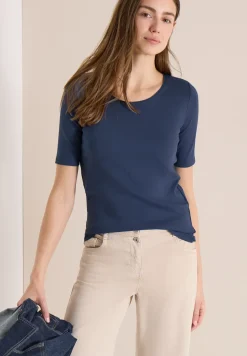 Basic T-Shirt mit Rundhals in Unifarbe
