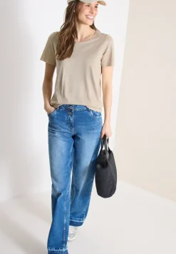 Basic T-Shirt mit Rundhals in Unifarbe