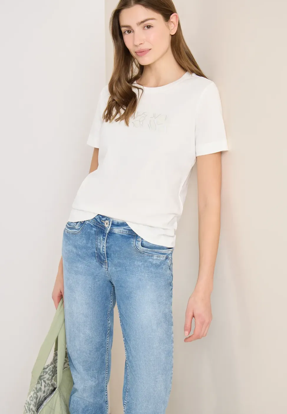 Basic T-Shirt mit Rundhals und Print