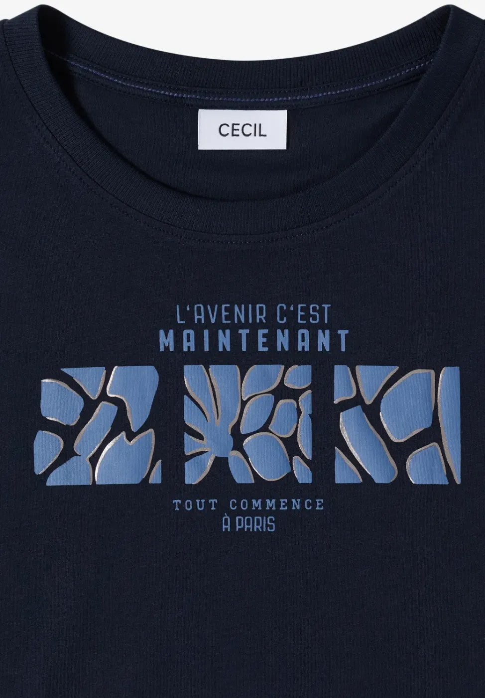 Basic T-Shirt mit Rundhals und Print