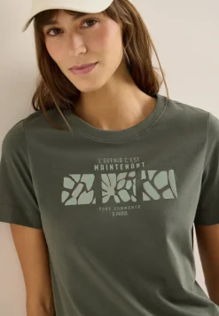 Basic T-Shirt mit Rundhals und Print