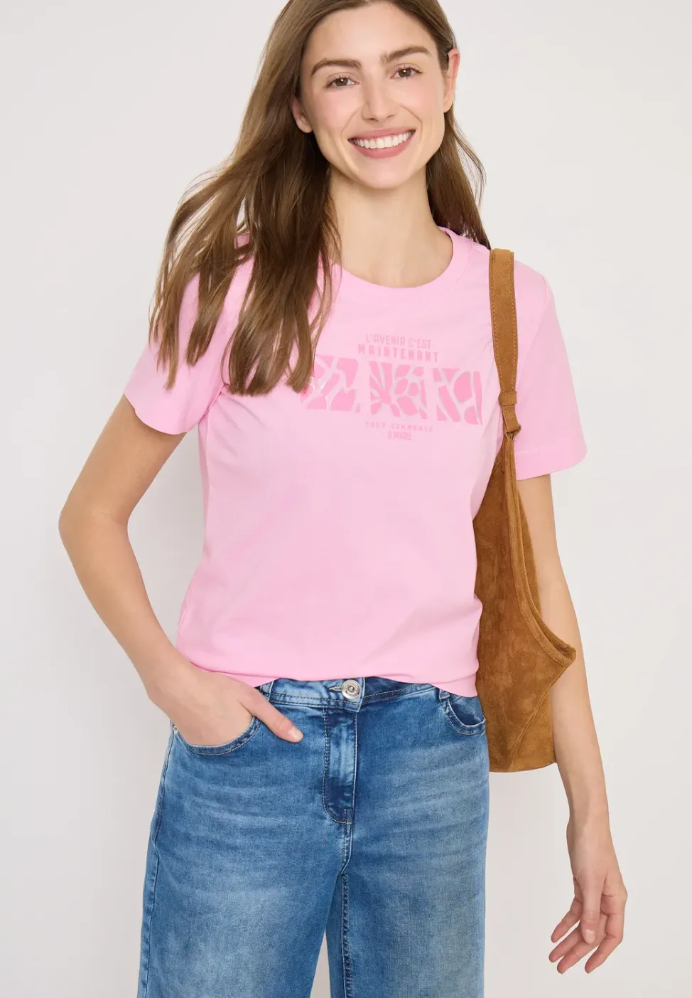 Basic T-Shirt mit Rundhals und Print
