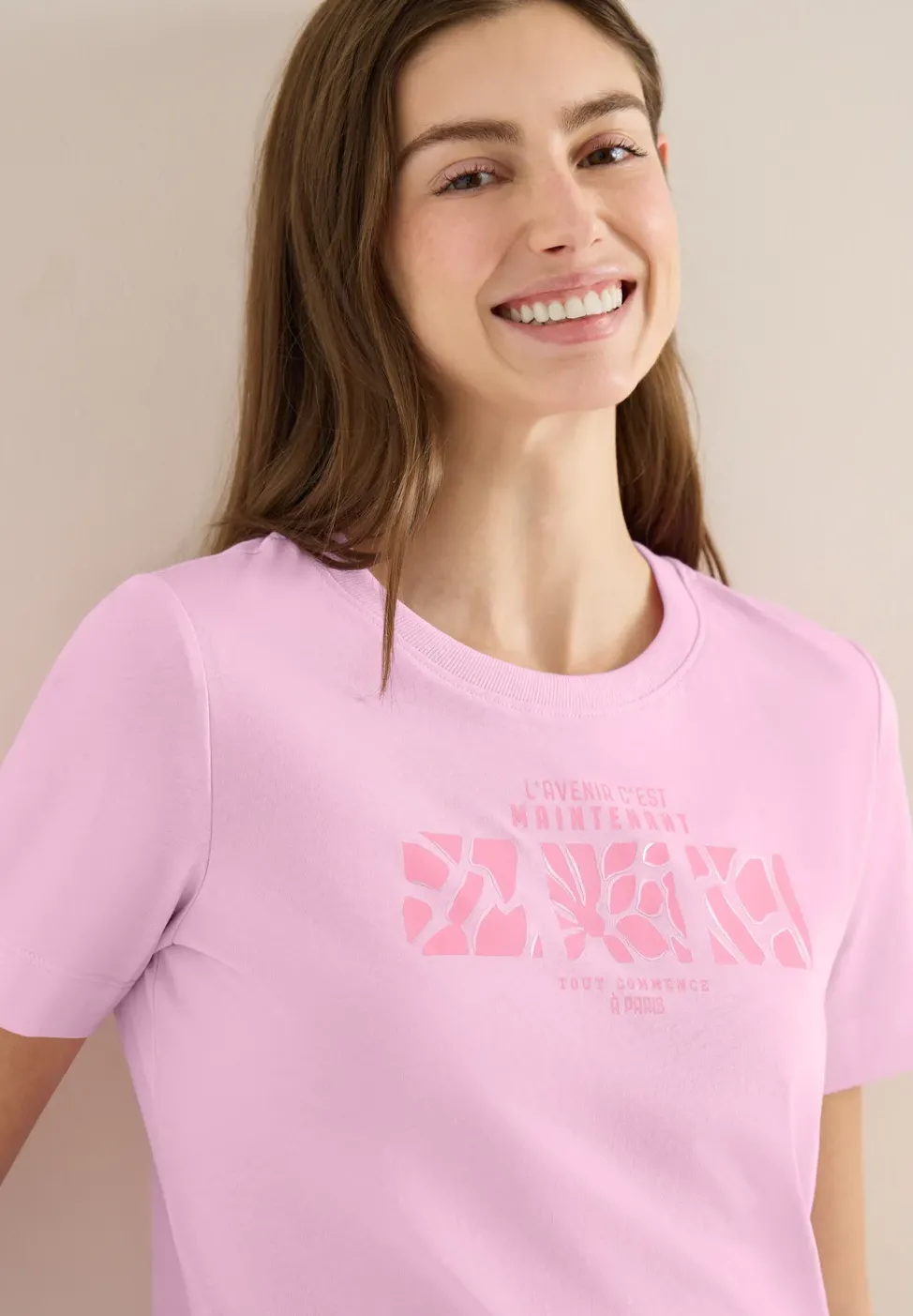 Basic T-Shirt mit Rundhals und Print