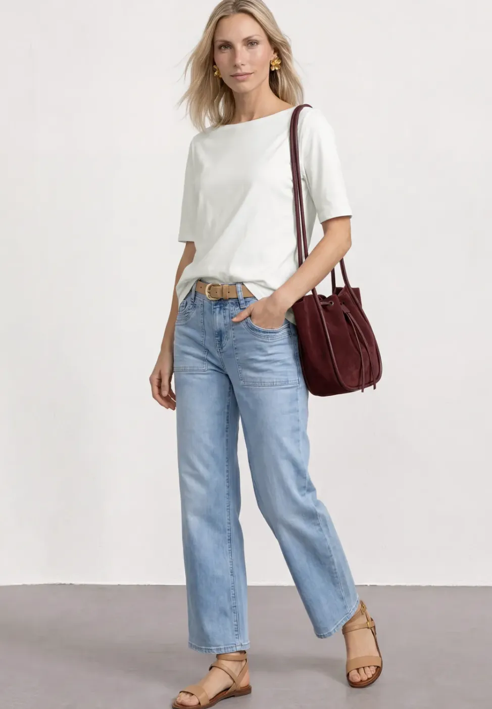 Basic T-Shirt mit U-Boot-Ausschnitt
