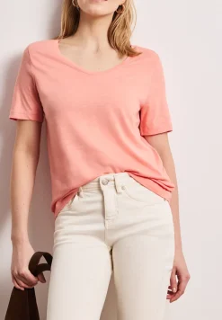 Basic T-Shirt mit V-Neck in Unifarbe
