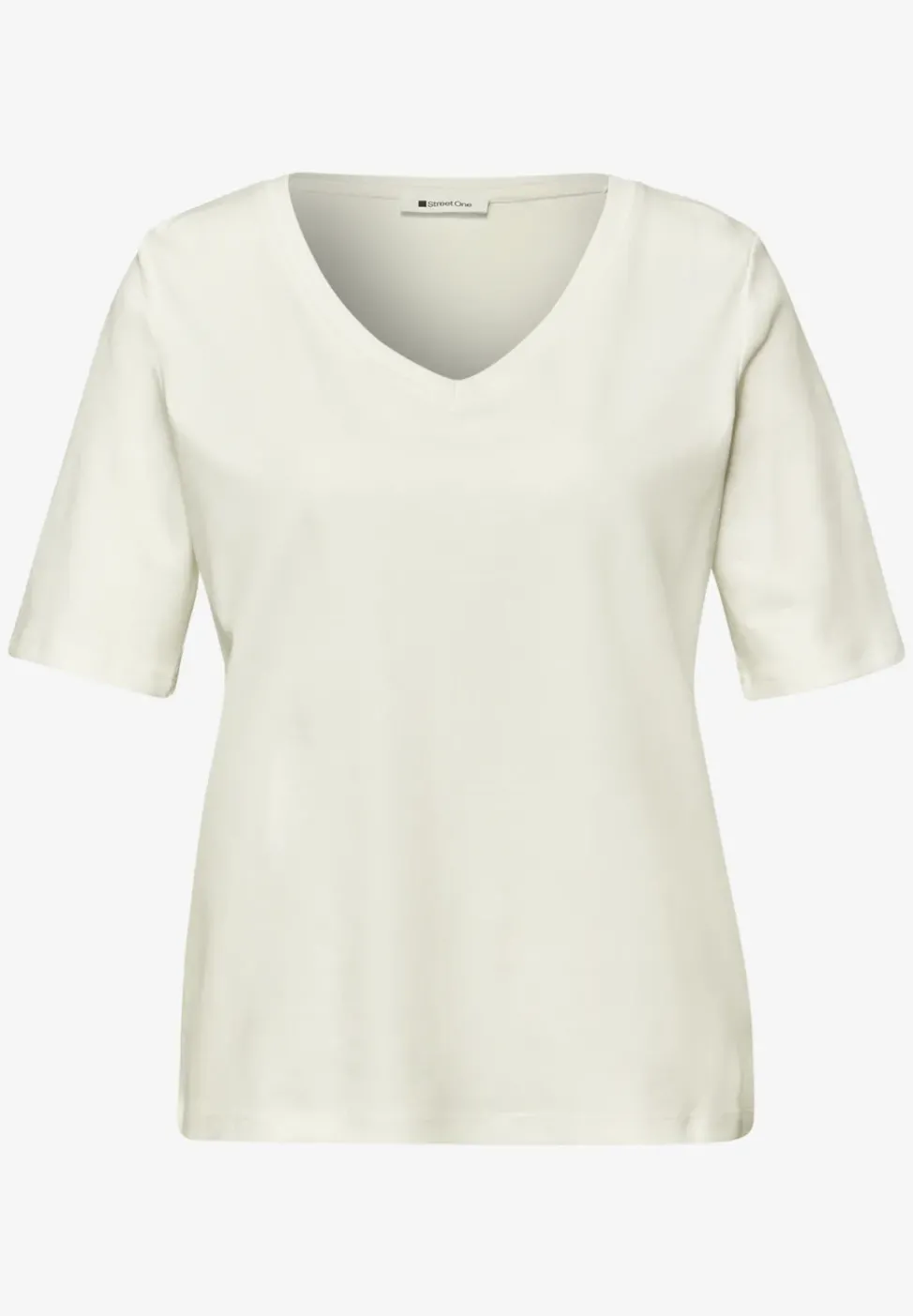 Basic T-Shirt mit V-Neck in Unifarbe