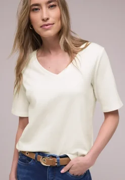 Basic T-Shirt mit V-Neck in Unifarbe