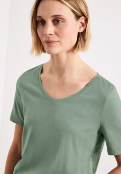 Basic T-Shirt mit V-Neck in Unifarbe