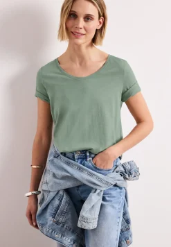 Basic T-Shirt mit V-Neck in Unifarbe