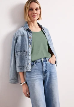 Basic T-Shirt mit V-Neck in Unifarbe