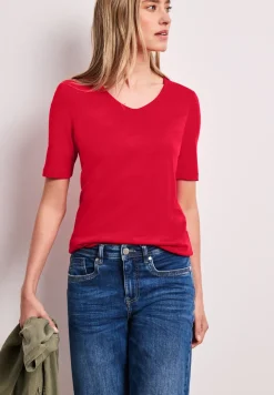Basic T-Shirt mit V-Neck in Unifarbe