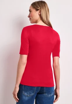 Basic T-Shirt mit V-Neck in Unifarbe