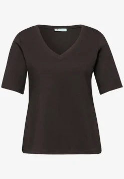 Basic T-Shirt mit V-Neck in Unifarbe