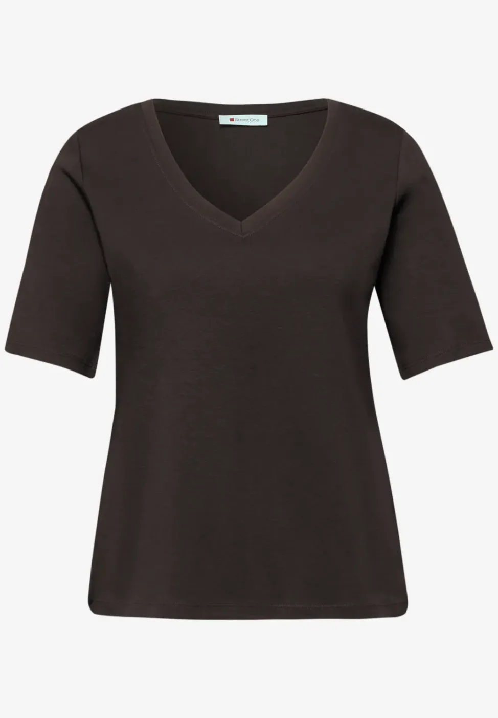Basic T-Shirt mit V-Neck in Unifarbe