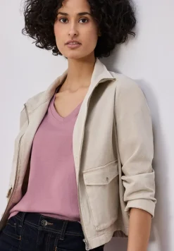Basic T-Shirt mit V-Neck in Unifarbe