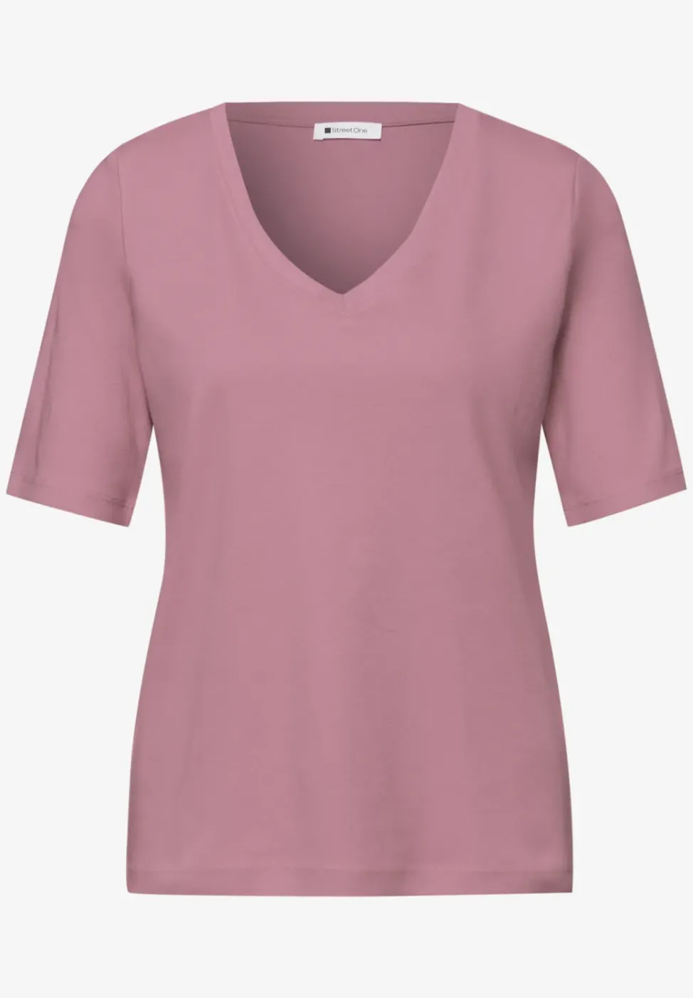 Basic T-Shirt mit V-Neck in Unifarbe