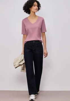 Basic T-Shirt mit V-Neck in Unifarbe