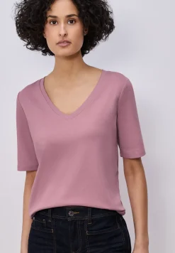 Basic T-Shirt mit V-Neck in Unifarbe