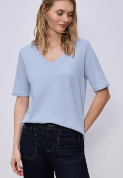 Basic T-Shirt mit V-Neck in Unifarbe
