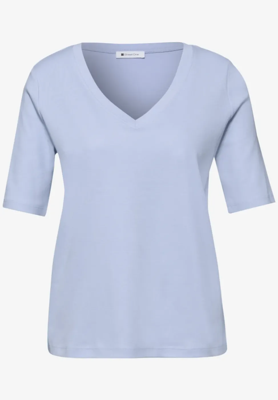 Basic T-Shirt mit V-Neck in Unifarbe