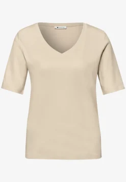 Basic T-Shirt mit V-Neck in Unifarbe