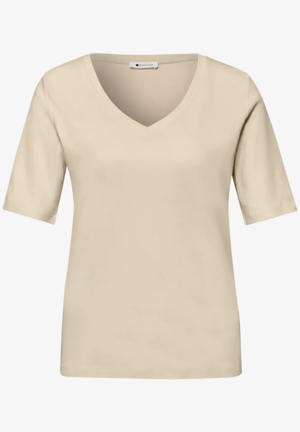 Basic T-Shirt mit V-Neck in Unifarbe