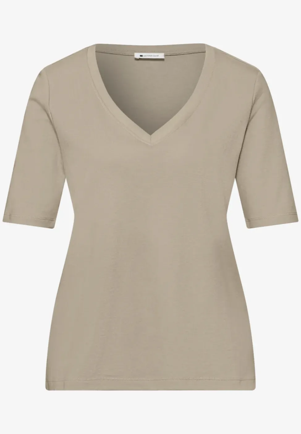 Basic T-Shirt mit V-Neck in Unifarbe