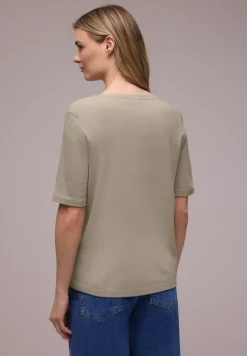 Basic T-Shirt mit V-Neck in Unifarbe