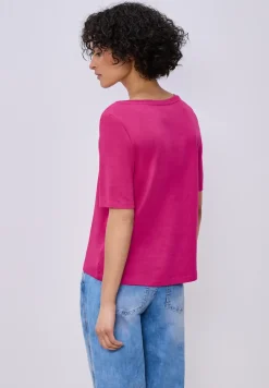 Basic T-Shirt mit V-Neck in Unifarbe