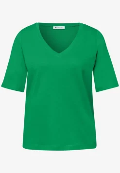 Basic T-Shirt mit V-Neck in Unifarbe