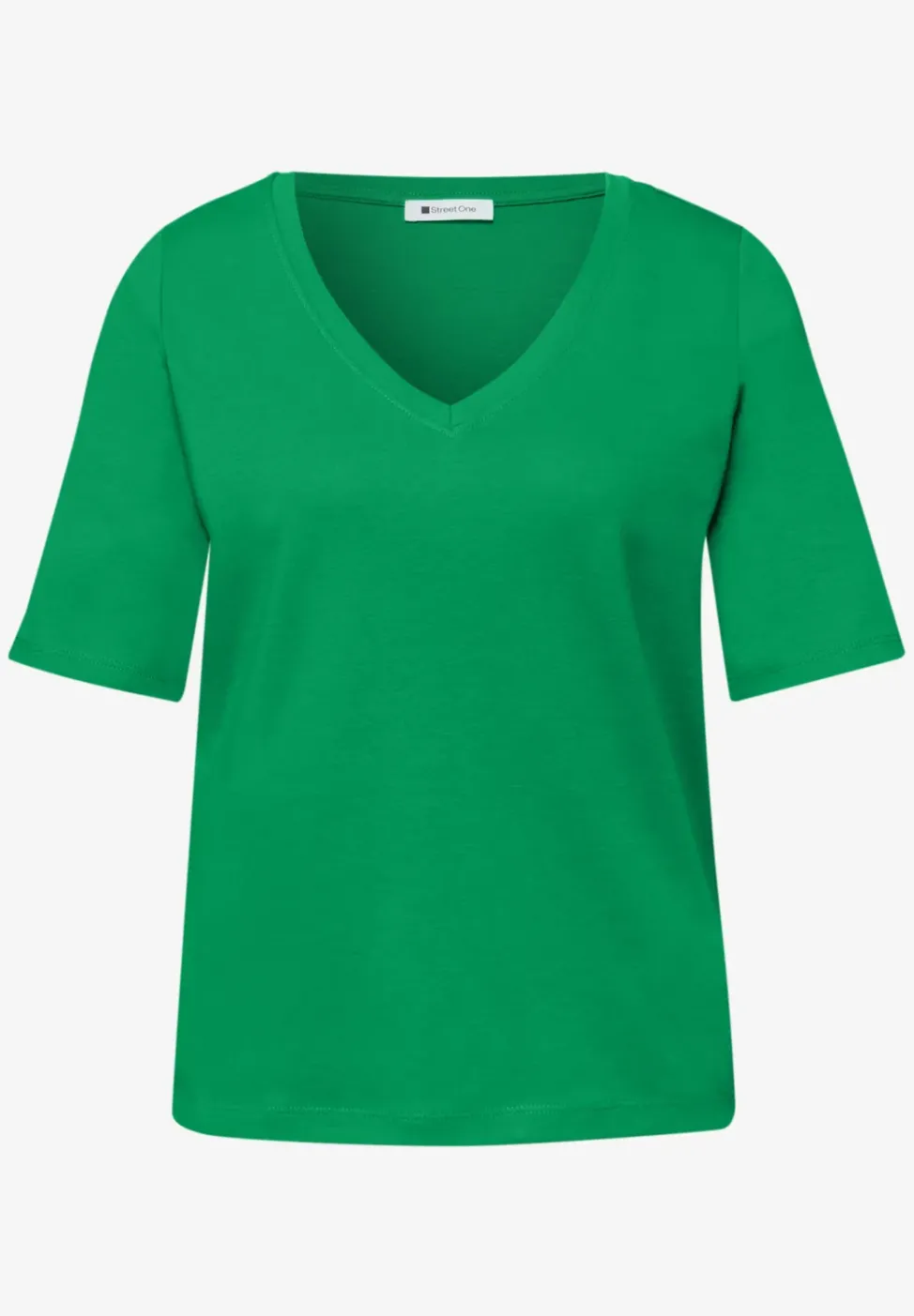 Basic T-Shirt mit V-Neck in Unifarbe