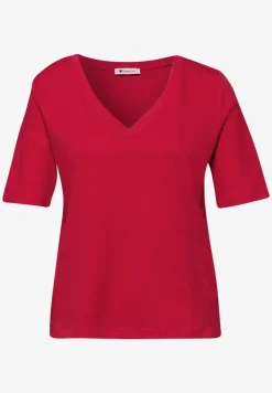 Basic T-Shirt mit V-Neck in Unifarbe