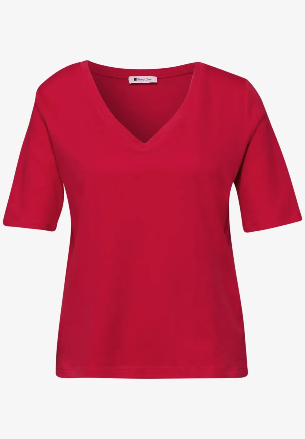 Basic T-Shirt mit V-Neck in Unifarbe