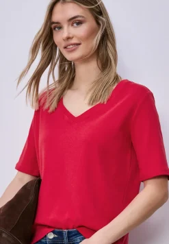 Basic T-Shirt mit V-Neck in Unifarbe