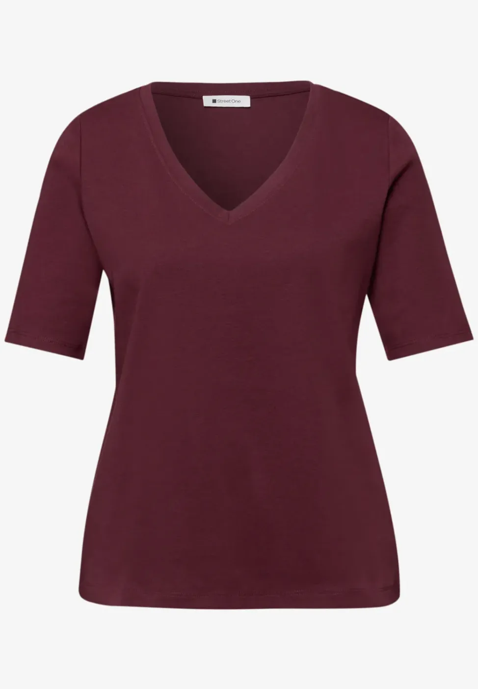 Basic T-Shirt mit V-Neck in Unifarbe