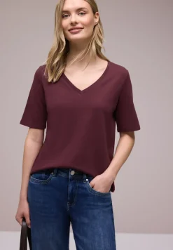 Basic T-Shirt mit V-Neck in Unifarbe