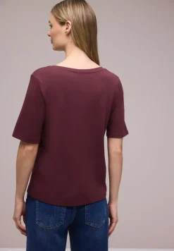 Basic T-Shirt mit V-Neck in Unifarbe