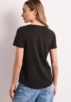 Basic T-Shirt mit V-Neck in Unifarbe