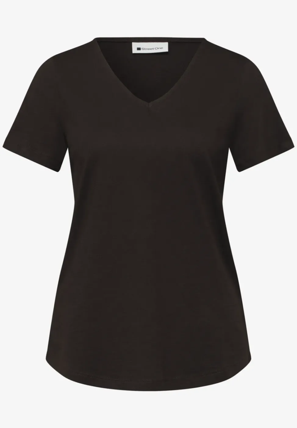 Basic T-Shirt mit V-Neck in Unifarbe