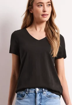 Basic T-Shirt mit V-Neck in Unifarbe