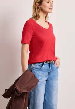 Basic T-Shirt mit V-Neck in Unifarbe
