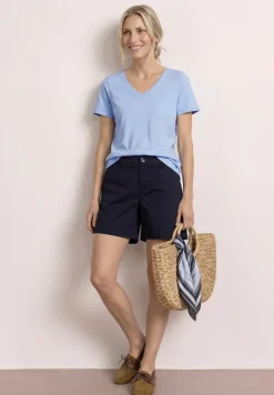 Basic T-Shirt mit V-Neck in Unifarbe