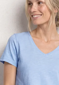 Basic T-Shirt mit V-Neck in Unifarbe