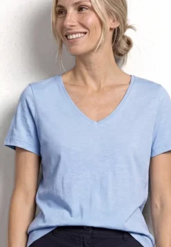Basic T-Shirt mit V-Neck in Unifarbe