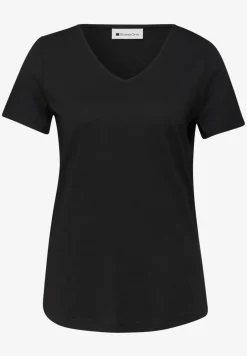 Basic T-Shirt mit V-Neck in Unifarbe