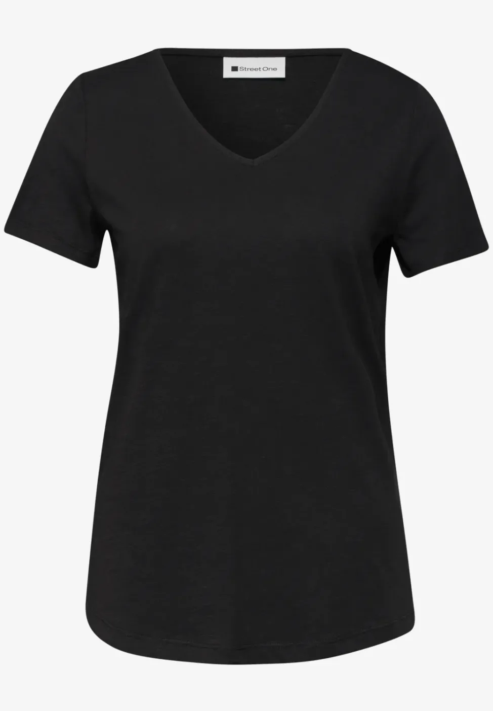 Basic T-Shirt mit V-Neck in Unifarbe