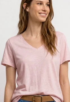 Basic T-Shirt mit V-Neck in Unifarbe